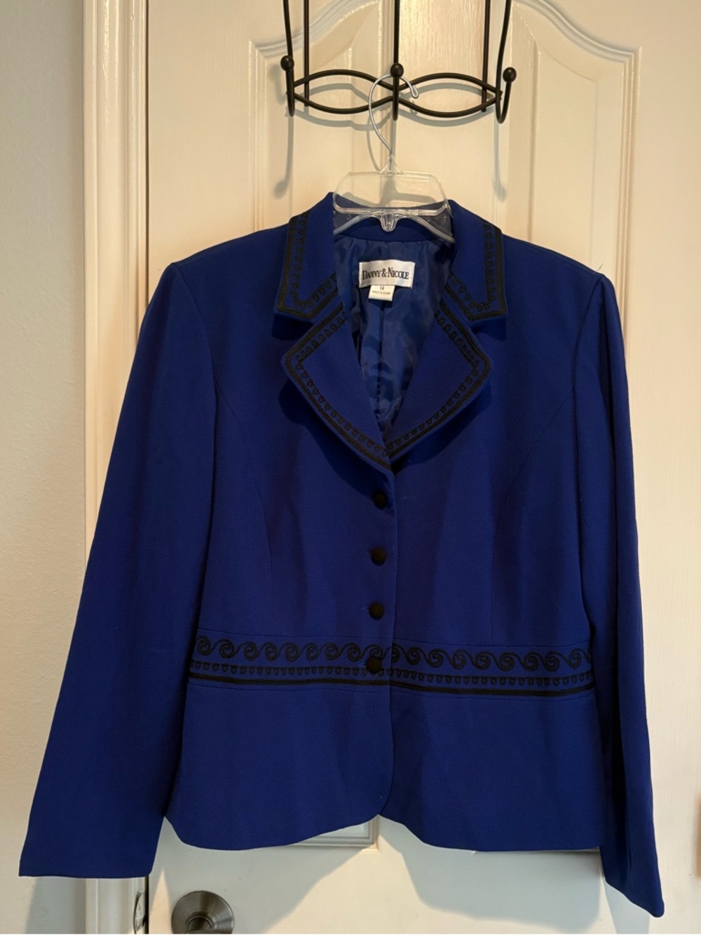 Danny & Nicole Royal Blue Embroidered Notch Collar Blazer